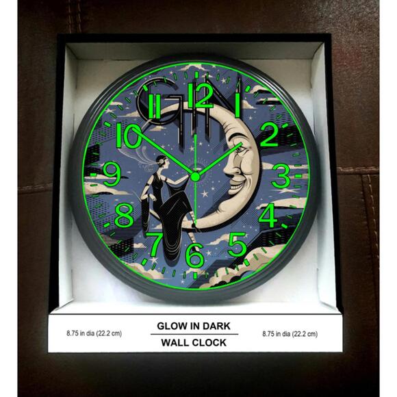 Mid Century 20s 40s Inspired Glow In The Dark Wall Clock New!